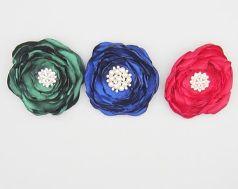 CLEARANCE! Satin Fabric Flower Hair Clip, Alligator Clip, Bride, Bridesmaid, Flower Girl, 3 Colors, Girl's Hair Clip, Baby Hair Clip