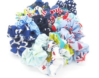 Blue Scrunchies Printed Fabric-You Choose-14 Prints VSCO Girl, Hair Scrunchie, Teen Girls, Adult Scrunchie, Hair Tie, Ponytail Holder