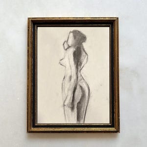 Original Unframed Female Charcoal Drawing - Anatomy Original Charcoal Drawing - Minimalist Charcoal Drawing - Anatomy Sketch - Kitchen Art