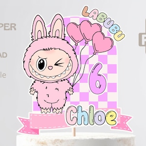 Custom Bubu Monsters Cake Topper: Pink Birthday Party Decor (Digital Download, PDF File)