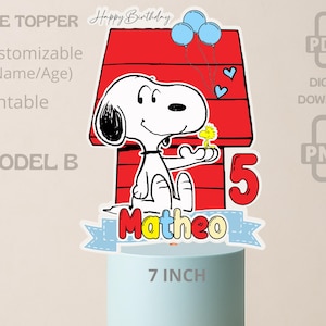 Snoopy birthday BOY cake topper / Peanuts birthday cake topper / DIGITAL FILE