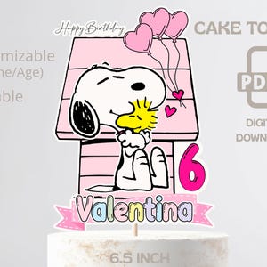 Snoopy birthday girl cake topper / Peanuts birthday cake topper / DIGITAL FILE