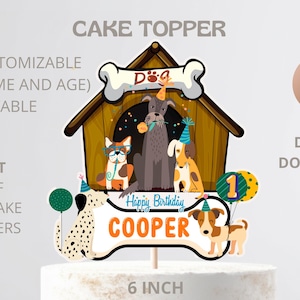 Personalized Puppy Birthday Cake Topper & Cupcake Toppers (Digital File)