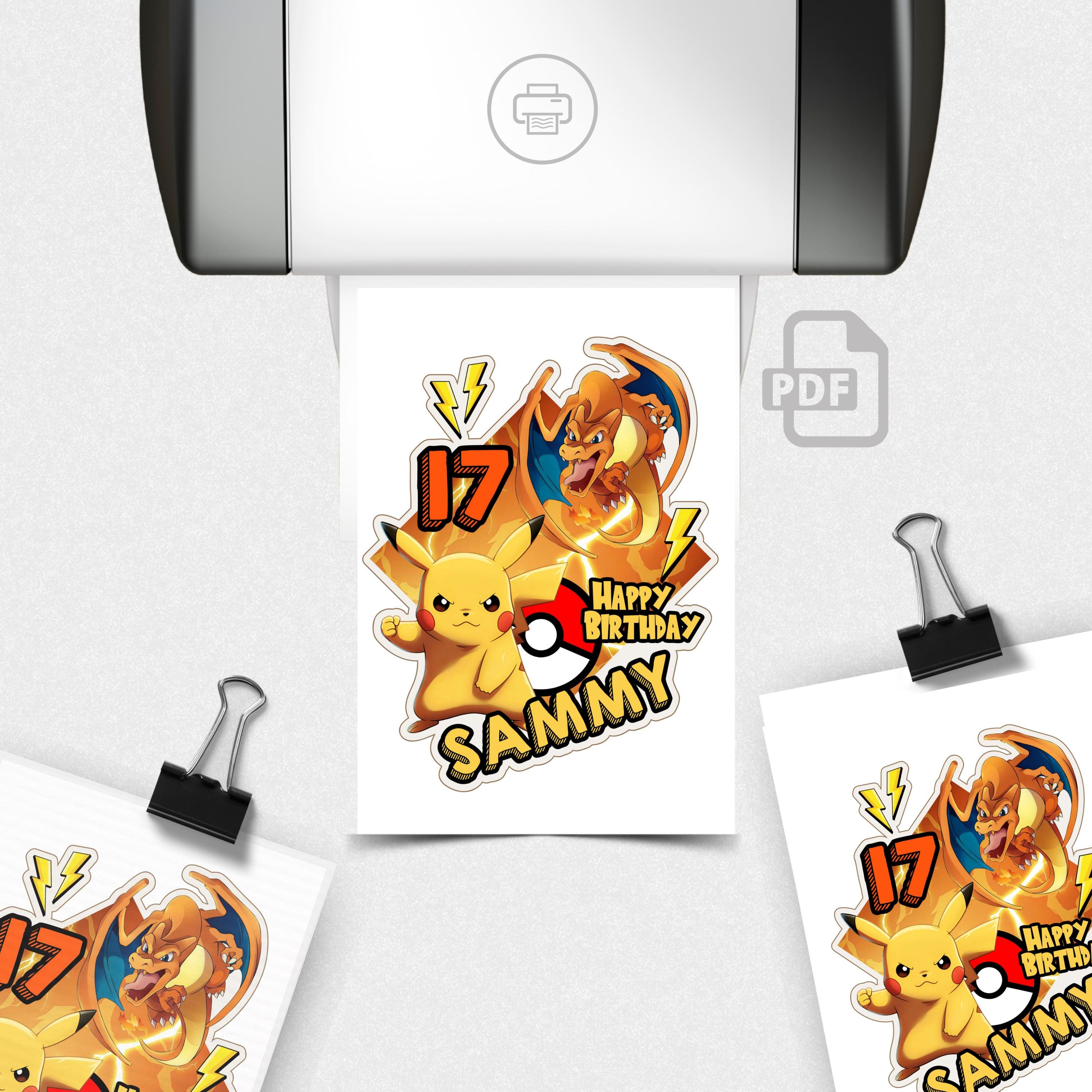 Personalized Pika Chu Poke Mon Cake Topper (digital Download) - Etsy