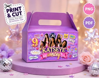 Personalized Pop Idol Katsey Birthday Box Labels: Custom Party Stickers (Digital Download)