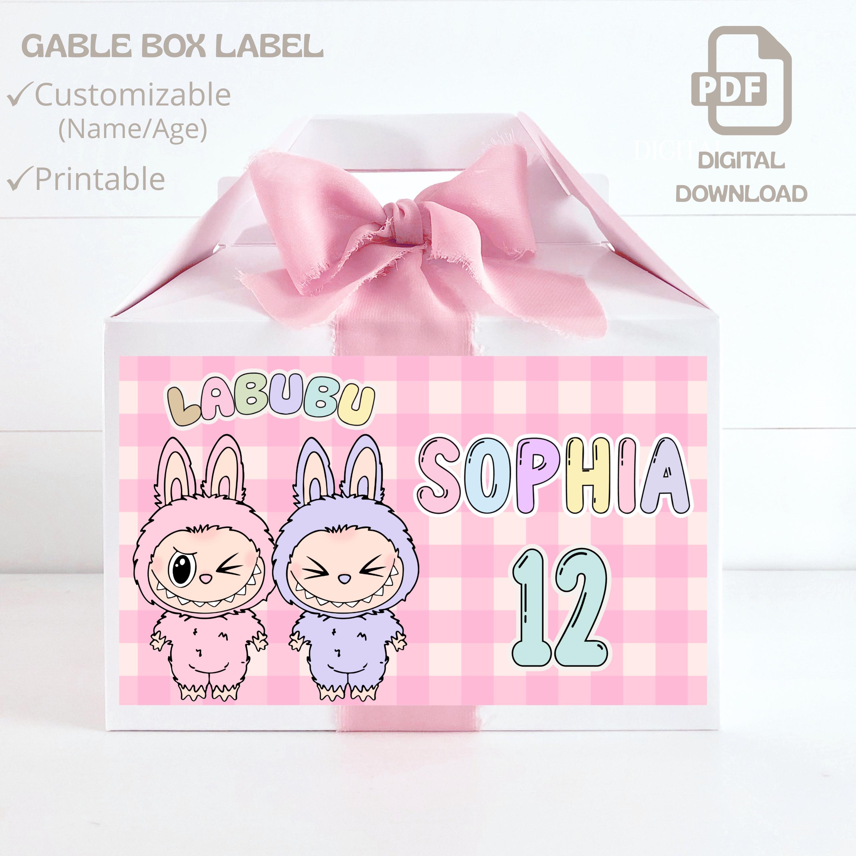 Personalized Monster Labu Party Labels: Custom Gable Box Stickers (PDF ...