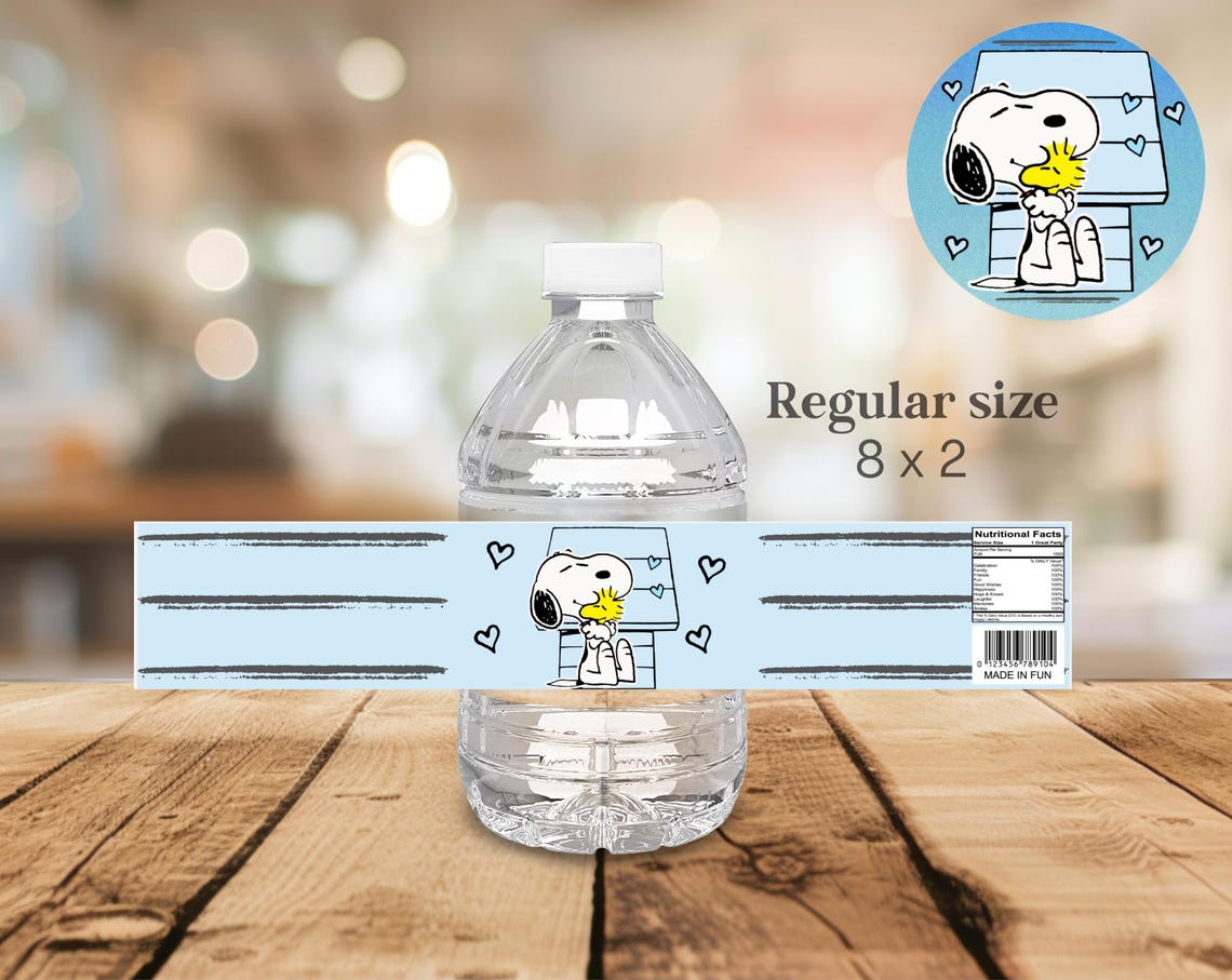 Snoopy Woodstock Water Bottle Labels, Peanuts Birthday Party Decor ...