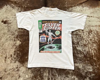 Vintage 1988 single stitch Silver Surfer white t shirt