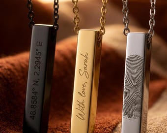 Collana ricordo per partner – Set per partner con prezzo vantaggioso in oro, nero o argento, incisione su 2 lati inclusa per ogni collana.