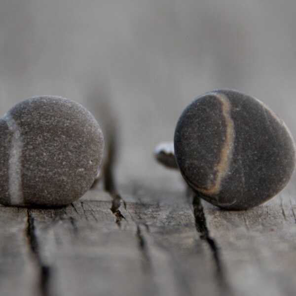 Beach stone cuff links Natural history Father's day