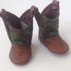Camo Baby Cowboy Boots | Cowgirl Boots | Hunting Baby | Faux Leather Boots | Newborn size up to 24 Months