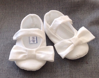 White Baby Girl Shoes with Bows | Newborn up to 24 Months