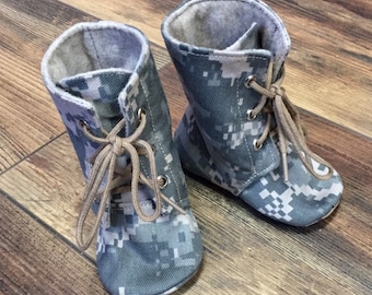 Army Baby Combat Boots | ACU Camo Lace Up Boots | Newborn size up to 3T