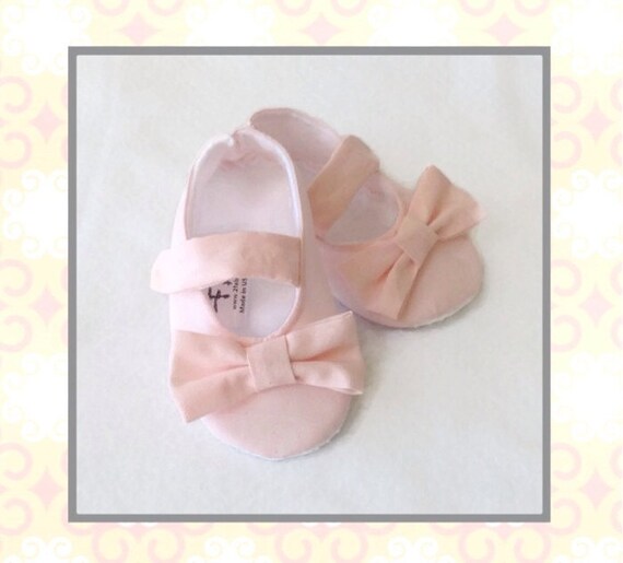 Light Pink Baby Girl Shoes With Bows Newborn Size up to 24 Etsy