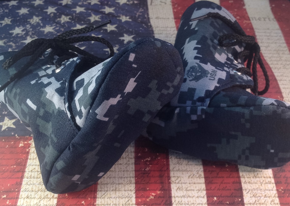 Navy Baby Combat Boots Military Lace up Boots Newborn Size Etsy