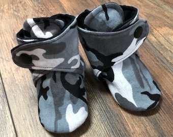 Gray Camo Baby Boots | 3-6 Month | READY TO SHIP
