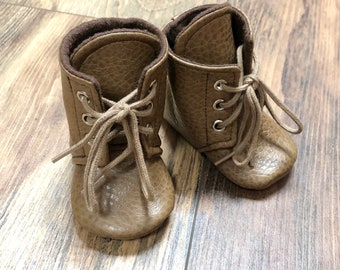 Light Brown Baby Combat Boots | Lace Up Boots | Newborn size up to 3T