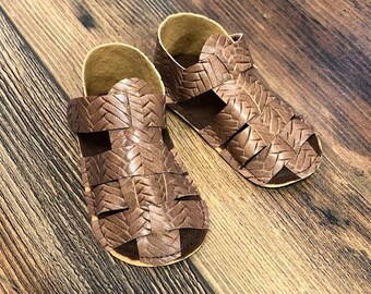 Brown Faux Leather Baby Sandals | Newborn size up to 24 M