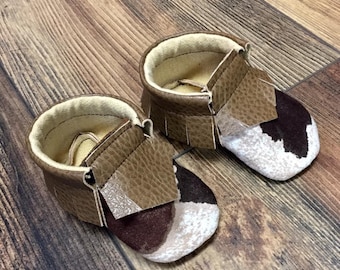 Cow Print Baby Moccasins | Newborn size up to 24 M