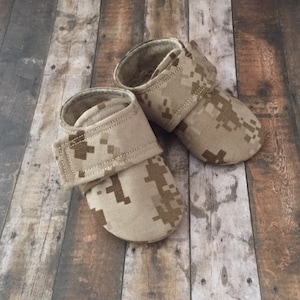 Marine Corps Desert Camo Baby Shoes with straps | Military Baby Shoes | Newborn size up to 24 Months