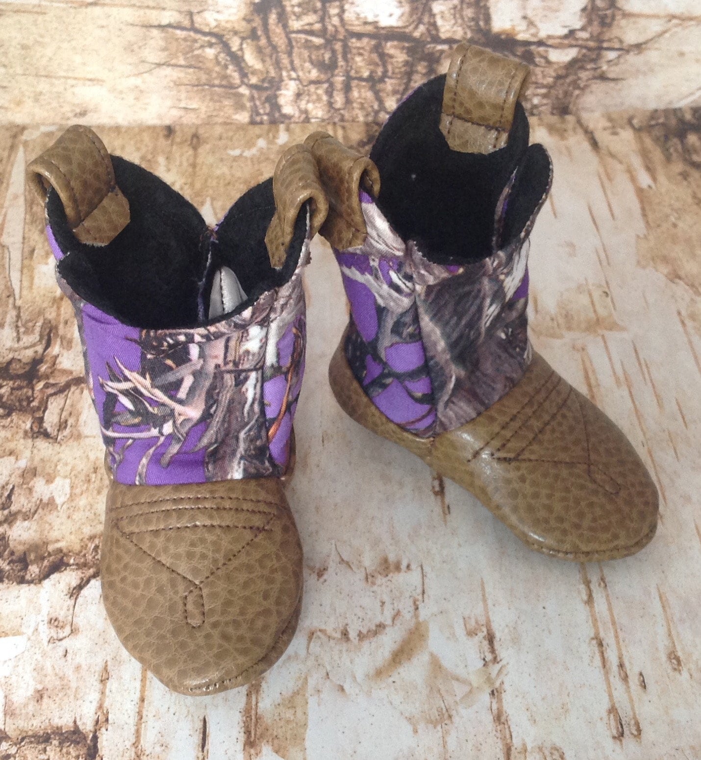 Purple Camo Baby Cowboy Boots | Cowgirl Boots | Faux Leather Boots | Newborn size up to 24 Months