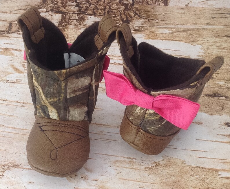 Camo Baby Cowboy Boots With Leather & Bows Newborn Size up Etsy