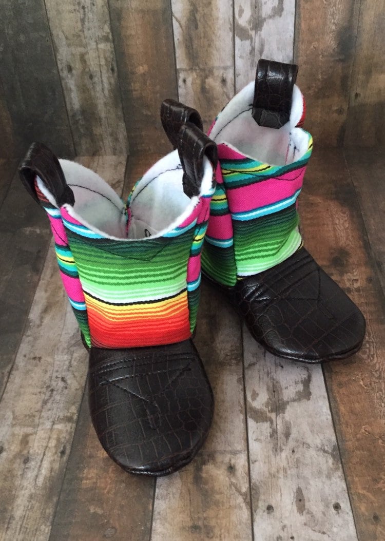 Serape Baby Cowboy Boots | Cowgirl Boots | Faux Leather Boots | Newborn size up to 24 Months