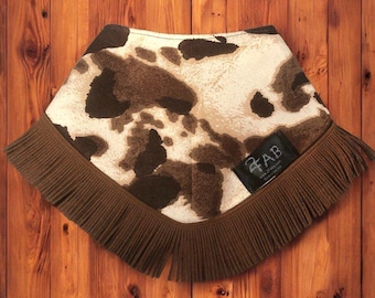 Baby Bib with Fringe | Cow Print | Bandana western style