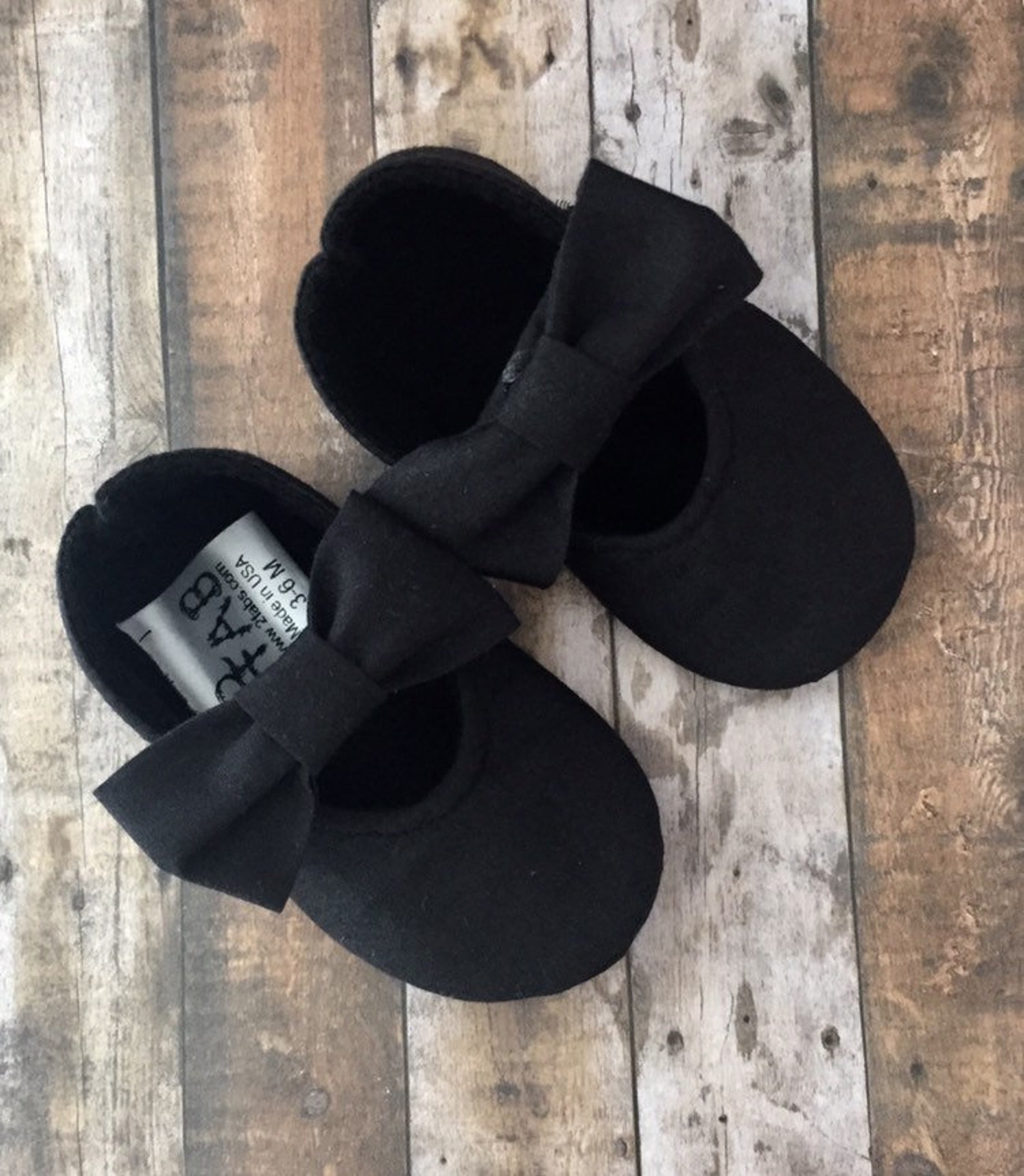 Black Baby Girl Shoes With Bows on Straps Newborn Size up to Etsy