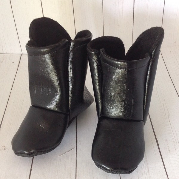 Baby Equestrian Boots | Black Faux Leather | 3-6 Month | Ready to Ship