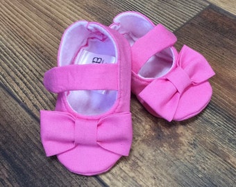 Pink Baby Girl Shoes with Bows | Newborn up to 24 Months