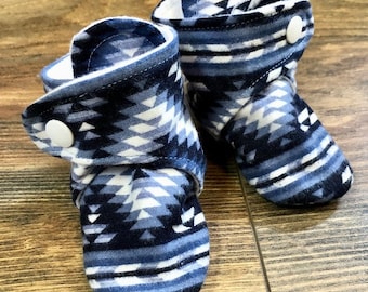 Blue and White Southwest Print Baby Boots | 3-6 Month | READY TO SHIP