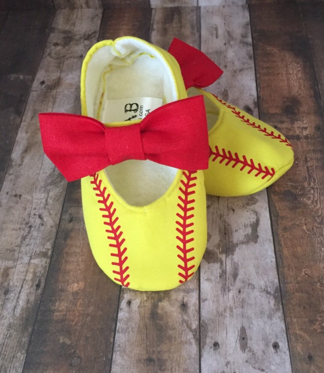 Softball Baby Girl Shoes With Bows Newborn Size up to 24 Etsy