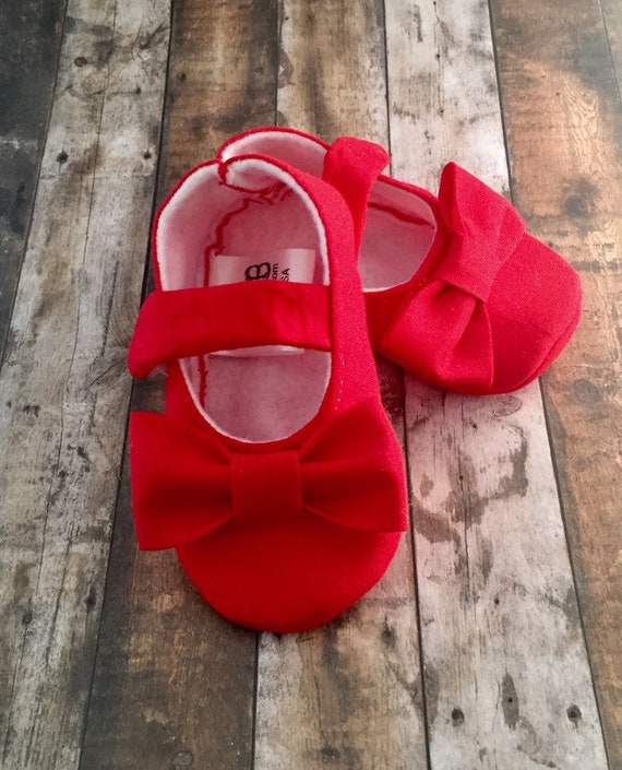Zapatos rojos para con lazos de recién nacido - Etsy