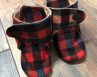 Fall Plaid Baby Boots | 3-6 Month | READY TO SHIP