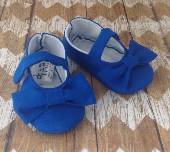 Royal Blue Baby Girl Shoes with Bows 