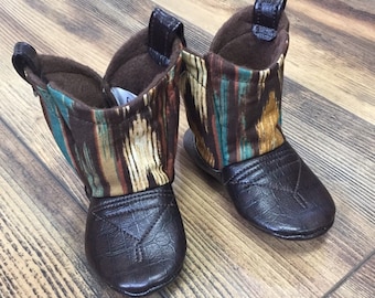 Südwesten Print Baby Cowboy Stiefel | Kunstleder, Neugeborenes bis 24 Monate