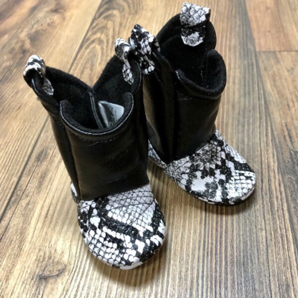 Baby Cowboy Boots | Snake Skin Faux Leather | 3-6 Month | Ready to Ship