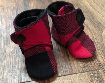 Buffalo Plaid Baby Boots | 3-6 Month | READY TO SHIP