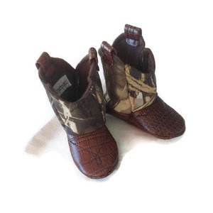 Camo Baby Cowboy Boots | Cowgirl Boots | Hunting | Faux Leather Boots | Newborn size up to 24 Months