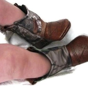 White Camo Baby Cowboy Boots with leather 3-6 Month Size READY TO SHIP