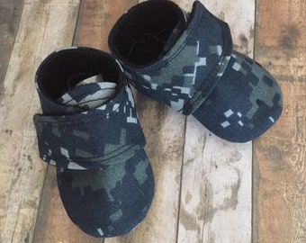 Navy Baby Shoes with straps | Military Navy Baby Shoes | Newborn size up to 24 Months