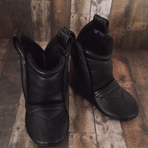 Black Leather Baby Cowboy Boots | Cowgirl Boots |  Faux Leather | Newborn size up to 24 Months