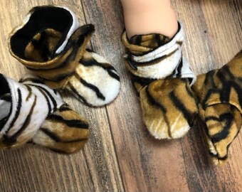 Tiger Faux Fur Baby Boots | 0-3 Months