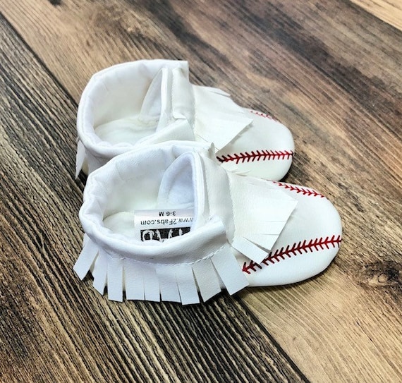 Baseball baby moccasins sale