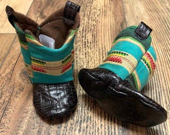 Baby Cowboy Boots | Serape Print with Leather | 3-6 Month | Ready to Ship