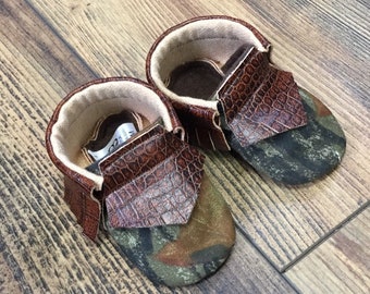 Camo Baby Shoes | Mossy Moccasins | 3-6 Month | Ready to Ship