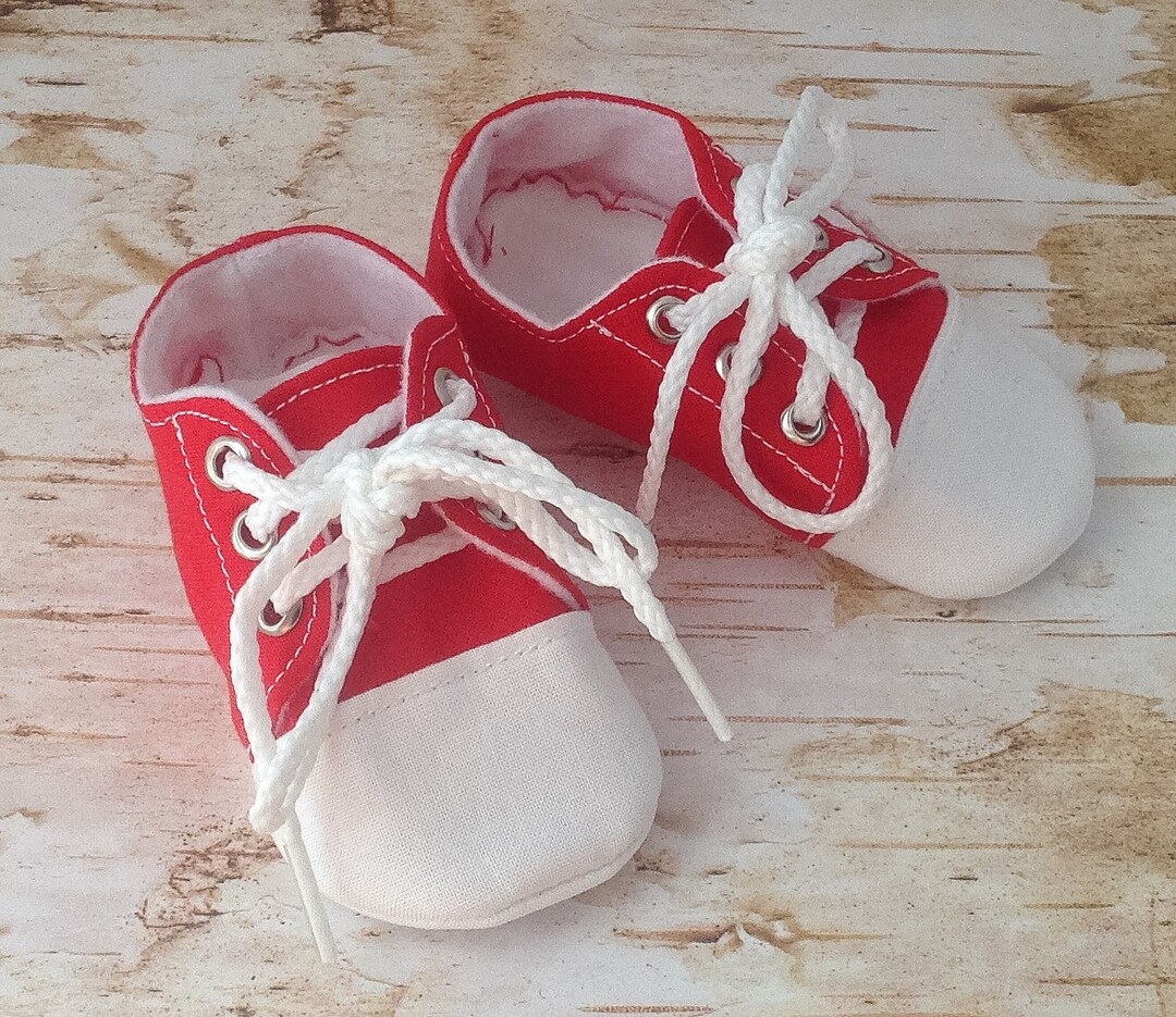 Red and White Baby Tennis Shoes Newborn Size up to 18 Months Etsy