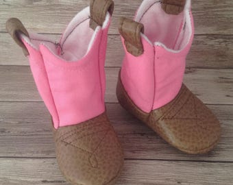 Baby Cowboy Stiefel rosa | Cowgirl Stiefel | Kunstleder Stiefel | Neugeborenen größe bis 24 Monate