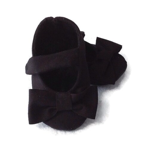 Black Baby Girl Shoes With Bows on Straps Newborn Size up to Etsy